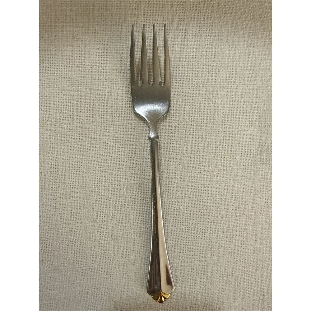 Oneida Golden Juilliard Cube Heirloom Stainless Flatware Gold Tip Salad Fork